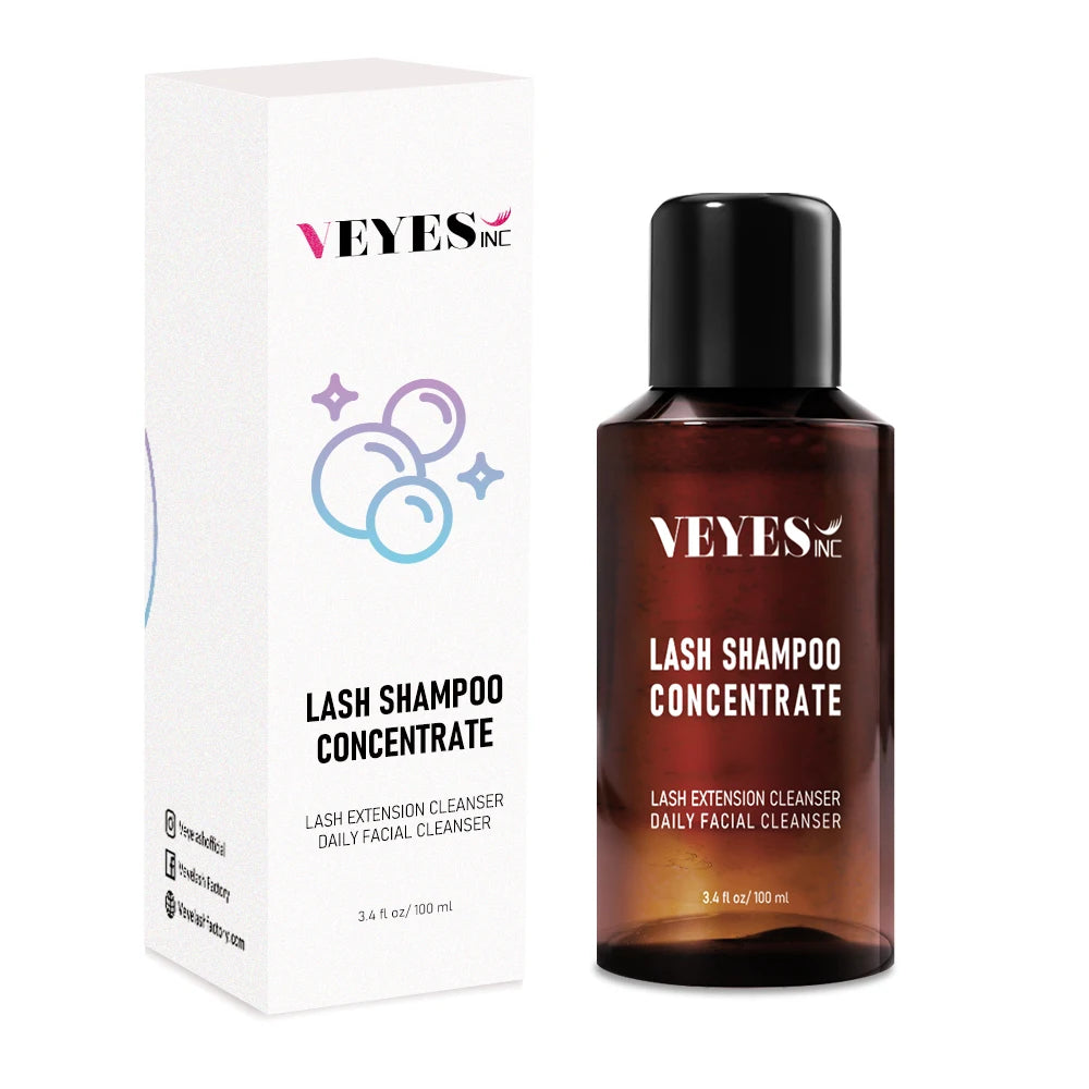 VEYES 100ML Custom Logo Lash Shampoo Gel Concentrate Bulk Foam Eyelash Extensions Cleanser Private Label Lash Shampoo