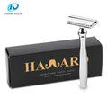 Double Edge Safety Razor in Shining Silver Zinc Alloy Durable and High Quality Razor for Smooth Shave