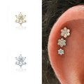 Fine Jewelry 925 Silver Jewelry Fashion Flower Bloom Blossom with Pearls Diamonds Stud Earrings Silver Jewelry