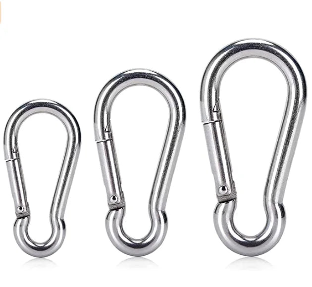 304 Premium Stainless Steel Heavy Duty Carabiner Clips Spring Snap Hooks Carabiner Traveling Backpack