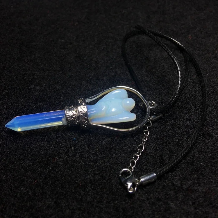 Wholesale Stone Carving Opalite Hand Carved Crystal Angel for Pendant