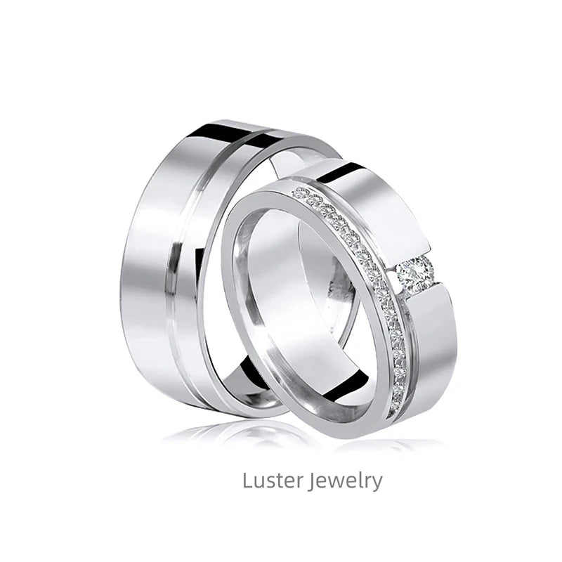 Luster Jewellery 10/14/18k Ring Couple Love Real Gold Wedding Ring 925 Silver Ring With Moissanite Diamond