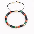 New Fashion CZ Pave Tube Natural Stone Agate Hematite Beads Customize Logo Macrame Friendship Beaded Bracelet Men JBS11694