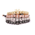 Hot Selling 8mm CZ Micro Pave Ball Crown Charm Stainless Steel Beads Custom Logo Hip Hop Men Women Luxury Bracelet