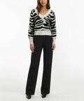 Top Selling Logo Designer Drop Shipping 10pcs MOQ Women's Custom V-neck Leopard Knitted Sweater