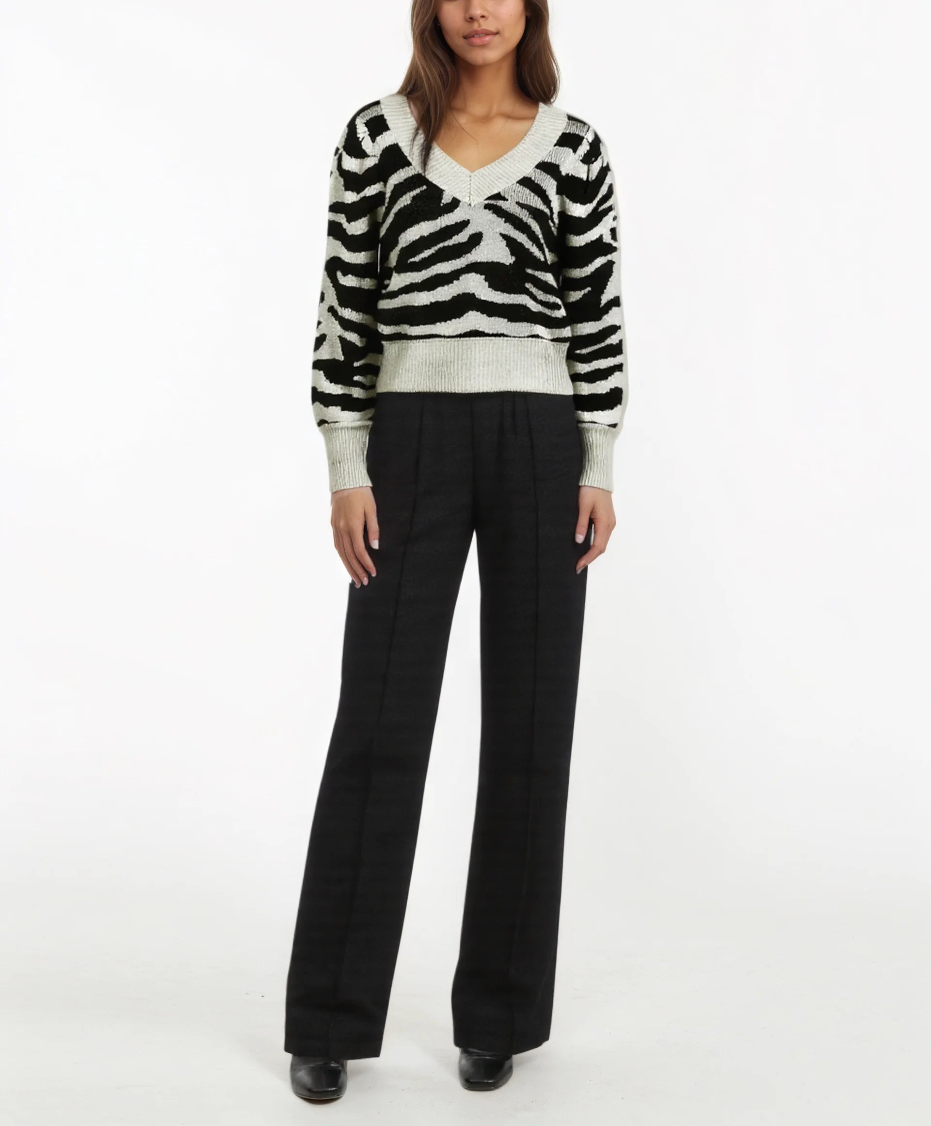 Top Selling Logo Designer Drop Shipping 10pcs MOQ Women's Custom V-neck Leopard Knitted Sweater
