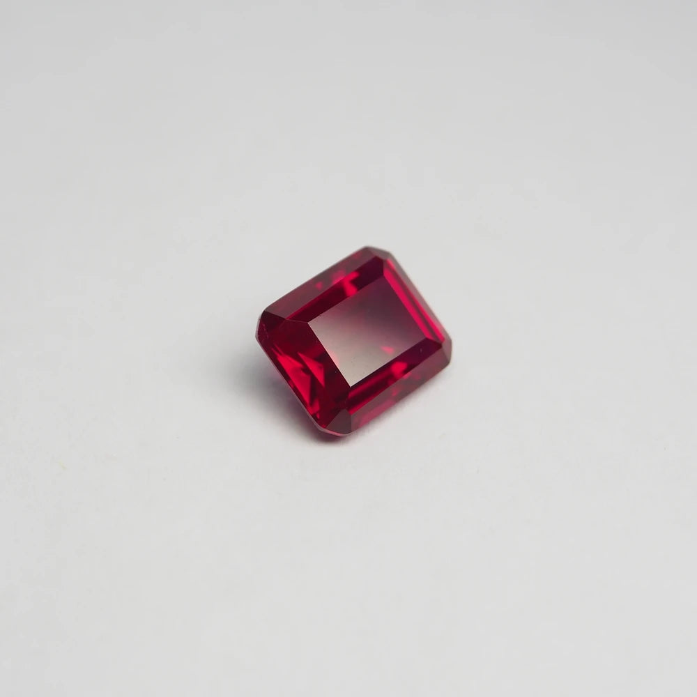 Synthetic Corundum Stone Emerald Cut 5# Red Ruby 5x7mm 10x14mm Gemstone 5A Ruby Stone Emerald Shape
