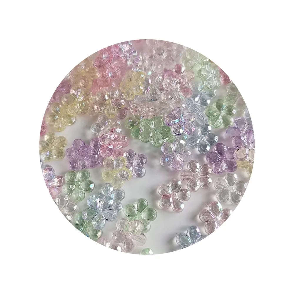 New Fashion 500g Clear Transparent Acrylic Flower Loose Spacer Beads Candy Colors Floral Spacer Craft Beads for Jewelry Making