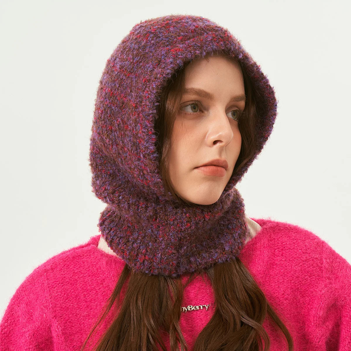 2025 Crochet Balaclava Hat Knitted Hooded Caps Outdoor Warm Hats One-Piece Neck Collar Beanies Cap for Girls