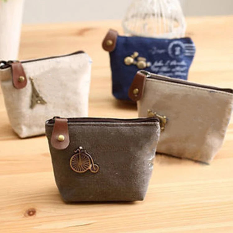 Canvas Classic Retro Ladies Women Small Coin Purse Key Card Pouch Money Bag Girl Mini Coin Holder Wallet