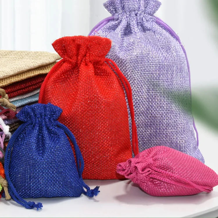 BP1027 Large Big Burlap Linen Pouches Gift Bags Drawstring Bags Wholesale Packing Jewelry Storage Gift Bags