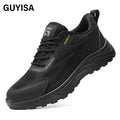 GUYISA New Black Anti - Smash Anti - Puncture Steel Microfiber Upper Functional Shoes  European Standard Steel Toe Safety Shoes