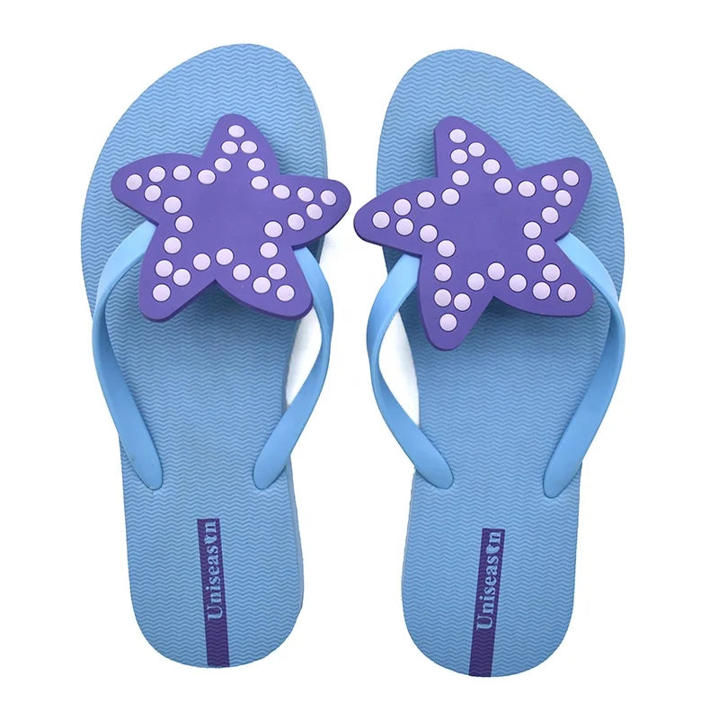 Hot Sales Strap  with Plastic Label Starfish Women Rubber Flip Flops