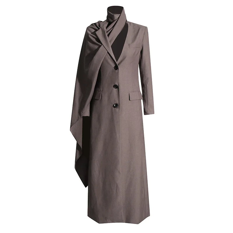Wholesale 2026 Autumn New Fashionable and Versatile Design Sense Shawl Style Long Women's Trench Coat