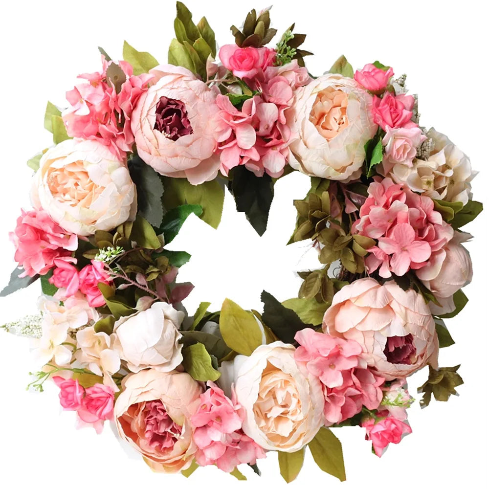 Y-K018 2023 Wholesales Christmas Wreaths Decorative Artificial Flowers Wreath for Front Door Wall Wedding Party Decoration