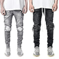 Wholesale High Quality Ripped Jeans Straight Hip Hop Skinny Cotton Trousers Scratch Distressed Men Casual Jeans Pants