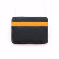 New Modern Cross Grain Leather Name Credit Card Holder Wallet Mens With Money Clip