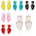 Za Fashion Women Jewelry Colorful Stone Square Polygon Dangle Earrings Geometric Statement Glass Crystal Earrings