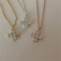 Square White Diamond Pendant Fine Jewelry 925 Sterling Silver Cross Necklace for Women