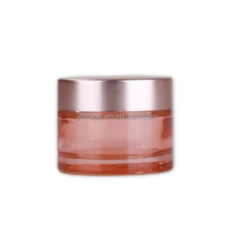 Luxury Body Lotion Skincare Packaging 5g 5 g 5gram 5gr Gram Transparent Red pink Body Butter Cream Glass Jar with Rose Gold Lid