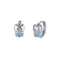 INS Design Jewelry Dainty Cz Huggie Geometric Owl Hoop Earrings 925 Sterlings Silver Tiny Hoop Earings