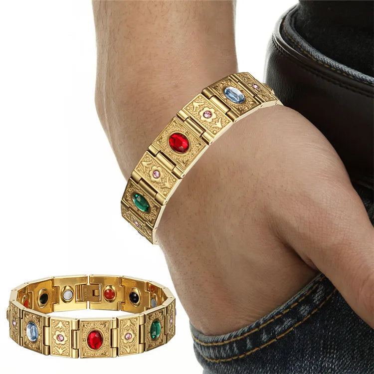 Fashion Couple Bracelets Magnetic Germanium Stainless Steel Bracelet Colorful Gemstone Bracelets for Women Gift