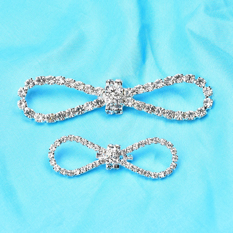Fashion Glass Crystal Rhinestone Bow Applique Brooch Round Stone DIY Accessories for Wedding Dress Belt Shoes Bags