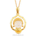 Certified S925 Silver Ancient Method Gold Inlaid Jade Natural Hetian Jade White Jade Inlaid Small Novice Buddha  Necklace