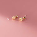 Romantic Gold-Plated 925 Sterling Silver Earrings Fashionable Blossoms Piercing Accessories with Zircon for Anniversary