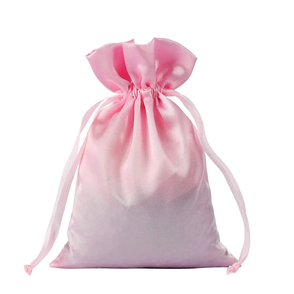 Wholesale Custom 10*15cm Satin Drawstring Pouch for Hairpiece and Jewelry Silky Finish Elegant Satin Bag