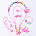 Beaded Children's Necklace Jewelry Set Chain Kids Jewelry Set Animals Pearl Cute Butterfly Rabbit Cartoon Plastic Pink