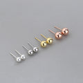 Wholesale Fine Jewelry Earrings Rose Gold Rhodium Plating Silver Ball 925 Sterling Silver Fine Stud Earrings