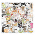 52Pcs Cute Funny Cat Meme Illustration Decorative Stickers for Laptop Luggage Notebook Waterproof Hand Account Sticker