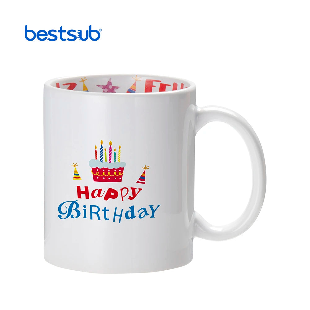 Wholesale Custom 11oz Custom Personalized Sublimation Blanks Motto Coffee Mug HAPPY BIRTHDAY Spanish