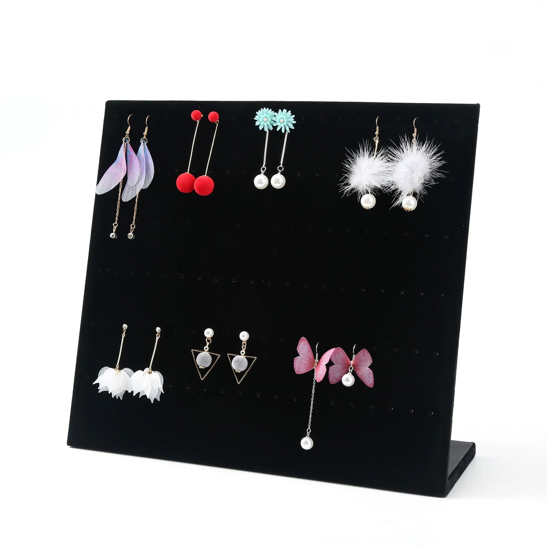 Wholesale Spot Black Velvet L Vertical Stud Display Rack Jewelry Counter Collation Rack Jewelry Collection Props