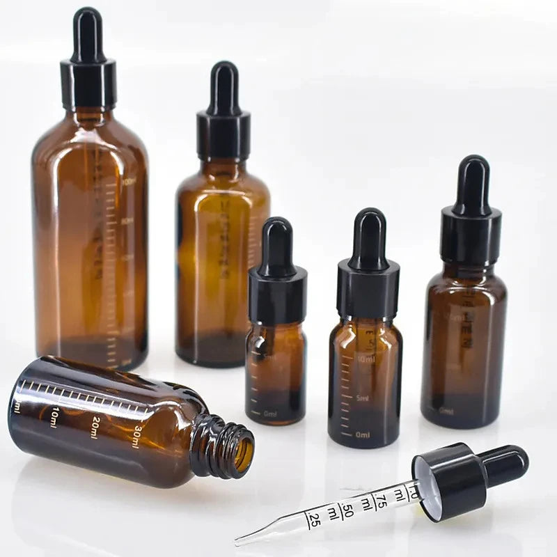 Empty Amber Glass Sub-bottle Customized Capacity Dropper Bottle Essential Oil Glass Dropper Bottle