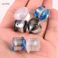 Evorte Wholesale Glass Ear Gauges Plug Ring 316L Surgical Steel Ear Climber Earring Expander Weights Flesh Piercing Jewelry