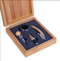 Premium 4pcs Natural Wood Wine Gift Set with Unique Wine Bottle Opener Corkscrew-Business Gift & Wine Accessories Custom Logo