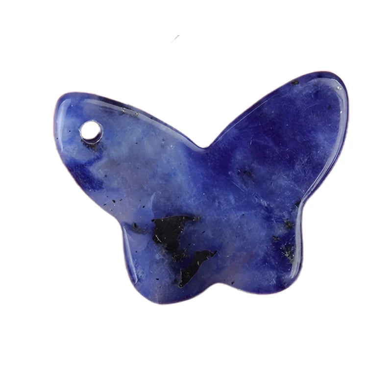 JOYA GIFT Trendy Natural 15*20mm Sodalite Gemstone Butterfly Pendant Charm Fashion Hand Carved Animal Pendant