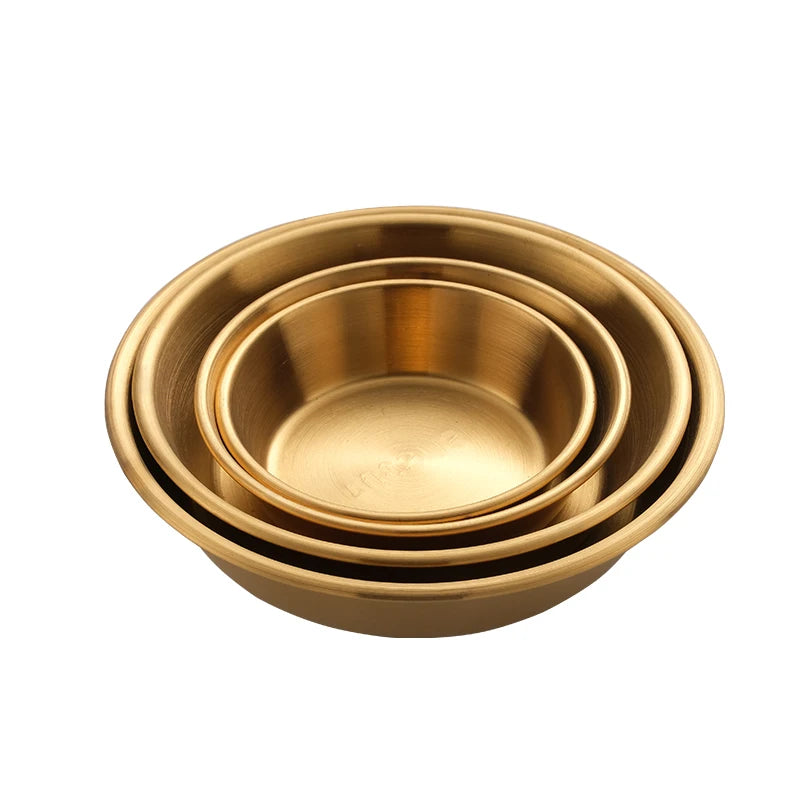 Hot Selling Korean Round Seasoning Dishes Sushi Dipping Bowl Stainless Steel Sauce Dishes
