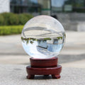 Guangzhou Wholesale K9 Blank Crystal Ball Sphere Custom Large Size Gift Crystal Glass Ball with Wooden Base