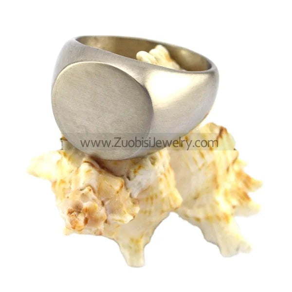 Simple Design Silver Polishing Round Shape Stainless Steel Blank Signet Ring