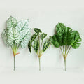 M165 Tropical Grass Garden  Leaf Latex Fabric Faux Green Artificial Silk Leaves Branch Follaje Artificial Leaves for Decoration