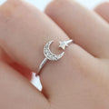 CAOSHI Hot Sale Star Moon Finger Rings Wholesale Women Girls Antique Style 925 Sliver Coating Adjustable Rings