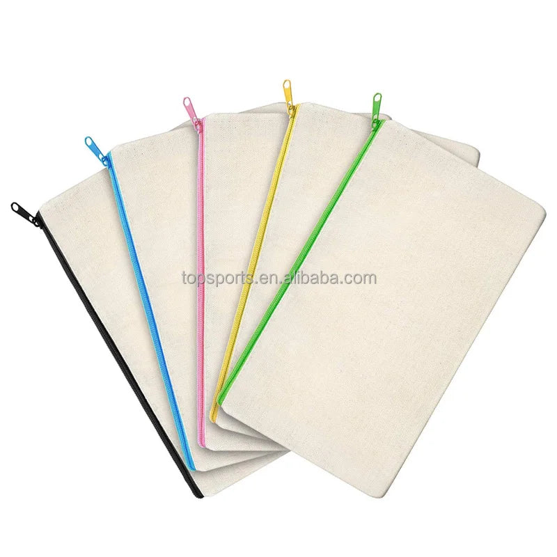 Wholesale Promotional Canvas Pencil Case and Makeup Bag with Zipper Cosmetics Bag & Case