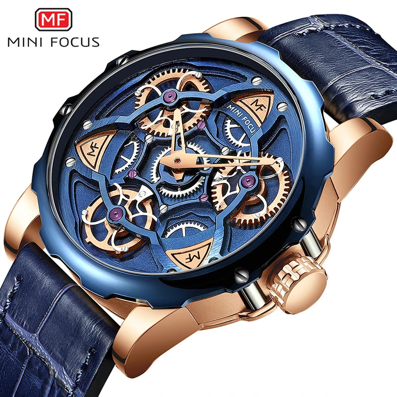 MINI FOCUS Watch 0249 G Relogio Masculino Leather Business Wristwatches Luxury Waterproof Mens Quartz Clock Watches Wrist