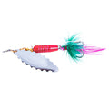 Wholesale SP108 7.5cm 10g Artificial Metal Spinner Bait Spoon Fishing Lure with Feather Hook