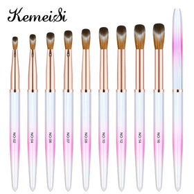 KEMEISI Premium Quality Holographic Pink Acrylic Brush Kolinsky 100% Nail Art Brush Customized Logo