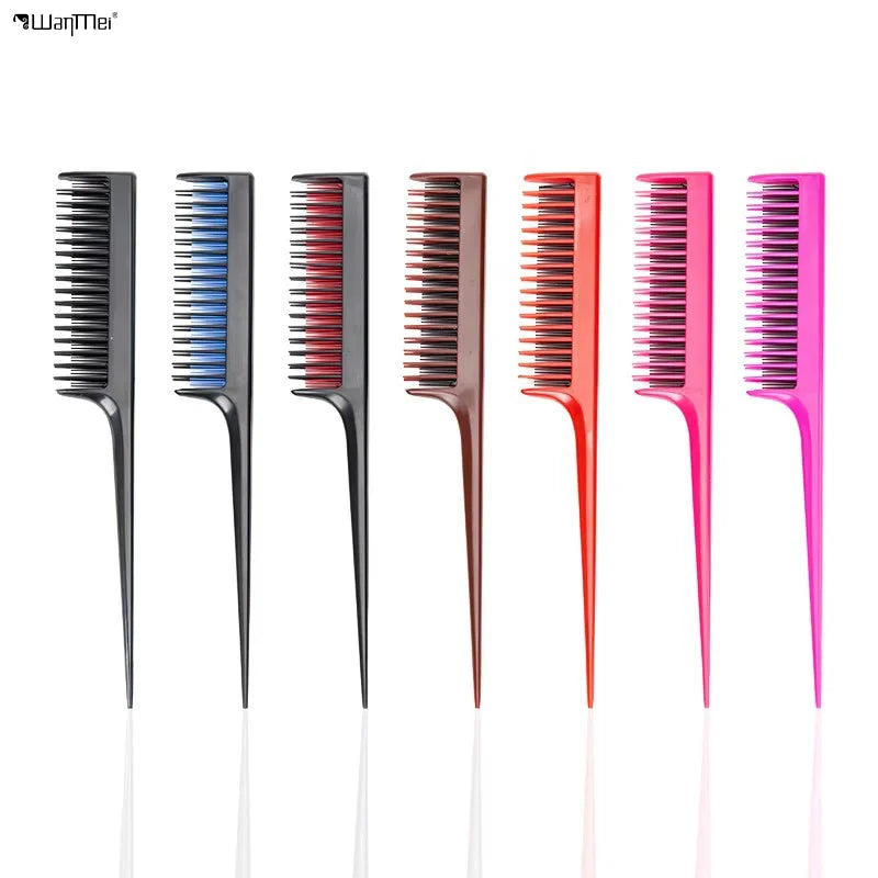 Wanmei Salon Hairdressing Anti-static Abs Styling Vellen Dye Coloring Rat Tail  Weaving Three Row Highlight Triple Teasing Comb