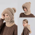Multifunctional Neck Warmer Knitted Thermal Hat Winter Outdoor Cycling Windproof Hat for Women